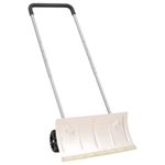 vidaXL Snow Shovel - Efficient Pusher with Extendable Handle, Large Silver Blade, Anti-Slip Wheels, and Durable Steel Material for Quick and Easy Snow Removal