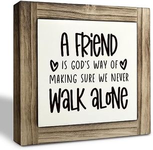 Christian Sign, Box Wood Plaques Desk Décor, Friendship Sign, Box Signs with Friend Quotes, Plaque for Home Decoration, Friend Gift, A Friend is God's Way of Making Sure We Never Walk Alone Sign