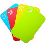 Carrollar Small Flexible Plastic Cutting Board Mats, Colored Mats with Food Icons, BPA-Free, Non-Porous, Gripped Back and Dishwasher Safe, Set of 4 (7.5x11.4inch)