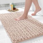 Yimobra Luxury Bathroom Rug Mat 24x17, Extra Soft & Absorbent Bath Rugs, Non-Slip Plush Shaggy Bath Carpet, Machine Wash Dry, Bath Mats for Bathroom Floor, Tub and Shower, Deep Beige