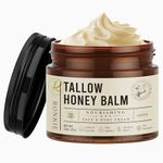 RONKIE Beef Tallow for Skin Care: Grass-Fed Beef Tallow and Raw Honey Balm - Unscented Natural Tallow Face Moisturizer Smooth Soft for Dry Skin 2oz