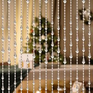 Osunnus Crystal Beaded Curtain 35.5 x 79 Inches 45 Strands Acrylic Hanging Door Beads String Curtain Room Divider for Doorway Window Living Room Bedroom Decor, Raindrop