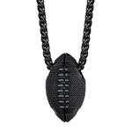 Black Soccer Pendant Black Metal Plated American Football Necklaces Men Rugby Ball Sport Necklace Ball Game Lover Fan Jewelry Gift Cool Football Necklace