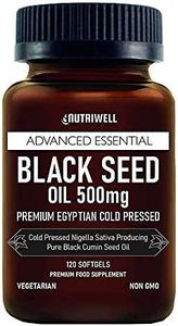 Black Seed Oil Softgel 120 Vegetarian Capsules 500mg - Non GMO - Cold Pressed Nigella Sativa Producing Egyptian Black Cumin Seed Oil, Vegan & Vegetarian – Made by Nutri Well in UK