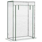 Outsunny 40" L x 20" W x 59" H Walk-in Garden Greenhouse with Steel Frame Outdoor Hot House Tomato Plant Warm House w/ Roll up Door, Plastic Cover, Clear