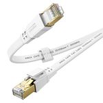 Cat 8 Ethernet Cable 10FT, High Speed Flat Network Cable Shielded with Gold Plated RJ45 Connector, 26AWG Lastest 40Gbps 2000Mhz SFTP Patch Cord for Router, Modem, Gaming, Ethernet Switch