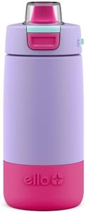 Ello Kids Colby 12oz Stainless Steel Insulated Water Bottle with Straw and Built-In Silicone Coaster Carrying Handle and Leak-Proof Locking Lid for School Backpack, Lunchbox, and Outdoor Sports, Lilac