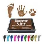 ReignDrop Ink Pad for Baby Footprint & Handprint - Creates Impressive Long Lasting Keepsake Stamp for Infant & Kids. Smudge Proof, Easy to Wipe Off Skin, Safe & Gentle Acid Free(Brown)