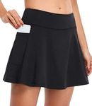 Fulbelle Tennis Skirts for Women, Athletic Skort Pickleball Running Skirt Comfy Inner Shorts High Waisted Golf Skirts for Women with Pockets Black Large