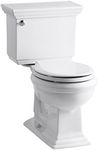 Kohler K-3933-0 Memoirs Comfort Height Two-Piece Round Front Toilet with Stately Design, White