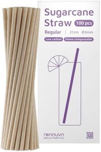 RENOUVO Sugarcane Straws - Home-compostable, Carbon Footprint Verified, Plastic-free, PFAS-free, Eco-friendly Straws for Sodas, Juices, Coffee & More (REGULAR STRAW PACK of 100 SIZE 8.27" x 0.24")