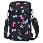 PALAY® Small Cross Body Bags Multifunctional 3 Layers with Bow Pattern Sling Bag for Women Girls Accommodate Phones Less Than 7.2 inches Cell Phone Purses Travel Sport Pouch Shoulder Bag