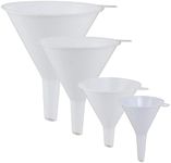 KarZone Plastic Funnel - 4 Pack of Round Kitchen Funnels for Filling Bottles, Jars & Containers - Small Funnel Sets - Automotive Oil Funnel for Gas, Lubricants and Fluids, White