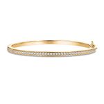 PAVOI 14K Gold Plated Cubic Zirconia Bangle Classic Tennis Bracelet | Yellow Gold Bracelets for Women | 7.5 Inches