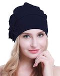 osvyo Cotton Chemo Turbans Headwear Beanie Hat Cap for Women Cancer Patient Hairloss Navy Blue