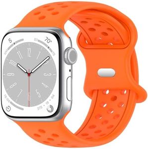 Pailebi Band Compatible with Apple Watch 38 mm / 40mm / 41mm / 42mm / 44mm / 45mm / 49mm /, iwatch Watch Band Quick Release Silicone Breathable Wristband for Women Men (42MM/44MM/45MM/49MM, Orange)