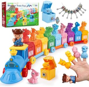 Toddler Learning Toys for 2 3 4 Year Old, Montessori Counting, Matching & Sorting Dinosaur Train with Keys to Unlock, Finger Puppets, Educational Preschool Toy Birthday Gift for Boys Girls Age 1-3 2-4