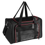 X-ZONE PET Airline Approved Pet Carriers,Soft Sided Collapsible Pet Travel Carrier for Medium Cats and Puppy (Large, black&red)