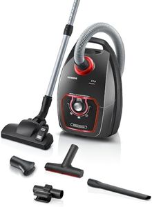 Siemens Staubsauger mit Beutel Z7.0 VSZ7XTRM, ideal für Allergiker, Hygiene-Filter, leise, für Parkett, Teppich, Fliesen, XXL-Polsterdüse, XXL-Fugendüse, langes Kabel, Made in Germany, 750 W, grau