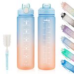 YC Kitchen Water Bottle with Time Marker - 1L Water Bottles with Straw, air up water bottle Leakproof & BPA Free Sports Water Bottle with Carry Strap for Fitness,Gym,and Outdoor Sports