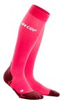 CEP Women's Running Compression Ultralight Socks For Performance, Pink/Dark Red, 3