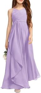 Imily Bela Girls A-Line Halter Dress Junior Bridesmaid Flower Girl Flowy Chiffon Maxi Dresses Wedding Party Pageant Gown
