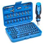 NEIKO 10082A Security Bit Set and Ratcheting Screwdriver | 101 Piece Set | Chrome Vanadium Steel | Screwdriver Bit Set Phillips, Tamperproof Torx Bits, & Flat | 1/4" Hex Shank Magnetic Bit Holder