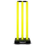 Boldfit Cricket Stumps with Stand Cricket Kit Plastic Wickets for Cricket Standard Wickets for Cricket Ground, Match, Tournament Stump with Stand & Bails- Fluorescent Green -Plastic Wickets Set