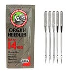 SSKR Premium Organ Art and Craft Stainless Steel Needles | Size 14 | HAx1-14/90 | Set of 05 Needles | Home Use Sewing Machine Needle (Pack of 05 Needles Set) | Needle Type : One Side Flat