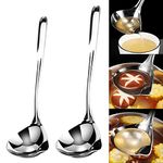 Kisbeibi 2pcs Soup Oil Separator Scoop,Stainless Steel Oil Separator Soup Spoon Fat Separator Skimmer Spoon Grease Strainer Hot Pot Oil Filter Spoon,Kitchen Utensil Cooking Fat Remover