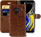 MONASAY Wallet Case Compatible for Galaxy Note 9, 6.4 inch, [Screen Protector Included][RFID Blocking] Flip Folio Leather Cell Phone Cover with Credit Card Holder, Brown