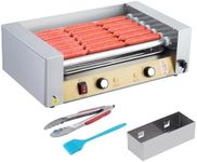 Hot Dog Roller - Sausage Grill Cooker Machine, Stainless Steel Hotdog Roller Grill With Removable Drip Tray, Dual Temp Control, Hot Dog Machine for Home Commercial Party (7 Roller 1050W)