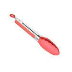 Urban Lark Kitchen Tongs, 9 inches Non-Slip Stainless Steel Handle-Smart Lock Clip-Heat Resistant Tongs, for Cooking, Serving, Barbecue, Buffet, Salad, Ice (9 Inches Red) (ULKT-01)