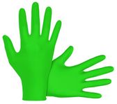 SAS Safety 66550 Derma-VUE Powder-Free Exam Grade 6 Mil Nitrile Gloves, Small, Neon Green