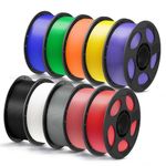 ANYCUBIC PLA+ 3D Printer Filament 1.75mm, High Toughness 3D Printing Filament, Print with Most FDM 3D Printers, 10 Pack 1KG Reusable Spool, Black&White&Grey&Pink&Red&Blue&Green&Orange&Yellow&Purple