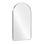 Navaris Arched Wall Mirror - Silver Arch Framed Mirror - 17.7x31.5 Wall-Mounted Mirror with Silver Aluminum Alloy Frame for Living Room Bathroom Hall