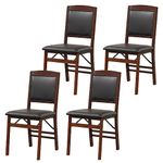 GiantexUK Folding Dining Chairs Set of 2/4, Upholstered Kitchen Chairs with Rubber Wood Legs, Padded Seat and Backrest, PVC Leather Side Chairs Seating for Dining Living Room Restaurant(43x55x87cm, 4)