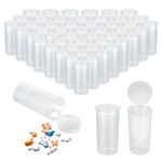 JMIATRY 100 Packs 13 Dram Pill Bottles Empty with Caps Plastic Medicine Bottles Empty Prescription Vials Prescription Bottles Empty Pill Bottle 13 Dram for Vitamin, Supplements, Snacks (Clear)