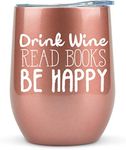 KLUBI Book Lovers Gifts Women - 12 oz Wine Tumbler or Mug - Idea for Book Club, Librarians, Bulk Readers, Literary, Glass, Bookworm, Reading