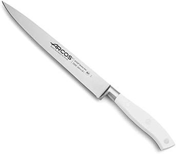 Arcos Cuchillo filetear forjado con Acero Inoxidable y Hoja 200 mm. Cuchillo afilado filetear carne y pescado. Mango ergonómico polioximetileno POM. Serie Riviera Blanc. Color blanco.