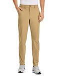 CRZ YOGA Men's Golf Trousers - 30" Stretch Lightweight Slim Fit Quick Dry Outdoor Casual Pants with Pockets Khaki Sand 38W x 30L