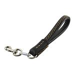 Short Dog Leash,Leather Dog Lead Training Leash w/Padded Handle & Carabiner Clip for Medium Large Dogs(35cm Length 2cm Width)