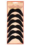 Henbrandt Pack of 6 Black Fake Moustaches Stick On False Moustaches Funny Novelty Joke Party Bag Favour Loot Bag Filler Halloween Fancy Dress Costume Accessory for Men and Women