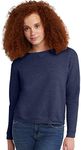 Hanes Women's V-Notch Pullover Fleece Sweatshirt, Navy Heather, Large