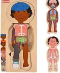 Kidzlane African American Boy Wooden My Body Puzzle for Toddlers and Kids - 29 Piece Girls Anatomy Puzzle Kid Play Set - Anatomy for Kids, Skeleton Toys for Kids Ages 3 Plus