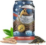 Go Brewing Non Alcoholic Beer, Freedom Amber with Adaptogens and Nootropics, Low Calorie Light Beer w/ L-Theanine and Ashwagandha 12 FlOz Can 12 Pack