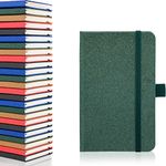 Notes London A6 Environmentally Friendly Eco Notebook with Lined Pages & Date Marks, 100% Recycled Paper, Ribbon, Pen Loop and Enclosure band, Hardback Journal Notepad Note (Green)