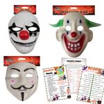 Scary Halloween Masks 3x - Joker Clown Mask, Anonymous Mask, Red Nose Clown - Scary Mask, Hacker Mask, Halloween Party Accessories for Adults, Halloween Costumes, Fancy Dress, Masquerade Carnival