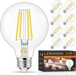 hansang 8 Pack G25 LED Edison Globe Light Bulbs, 3000K Soft White, E26 Base Round Light Bulbs for Bathroom Vanity, 6W 40W Incandescent Equivalent, CRI 85+, 600LM, AC 120V, Clear Glass, Non-dimmable