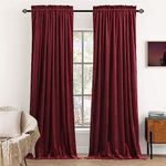 Dchola Wine Red Velvet Curtains for Bedroom Window, Super Soft Vintage Luxury Heavy Drapes, Room Darkening Rod Pocket Curtain for Living Room, W52 by L63 inches, 2 Panels